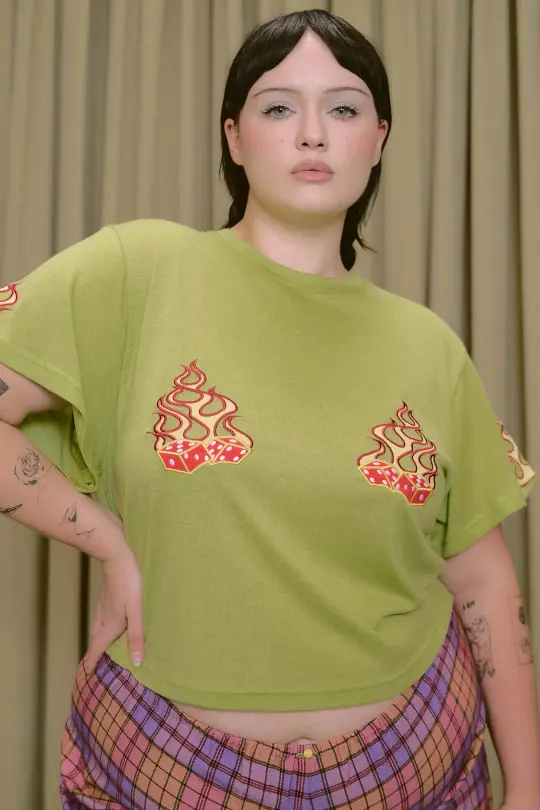 Flamin' Dice Boobs Wool Blend Tommy Tee
