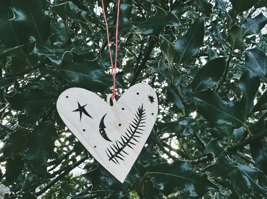 Winter Heart Wood Ornament