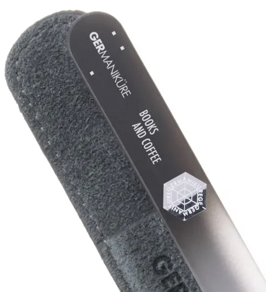 "Books and Coffee" Germanikure Mantra Nail File and Leather Sleeve