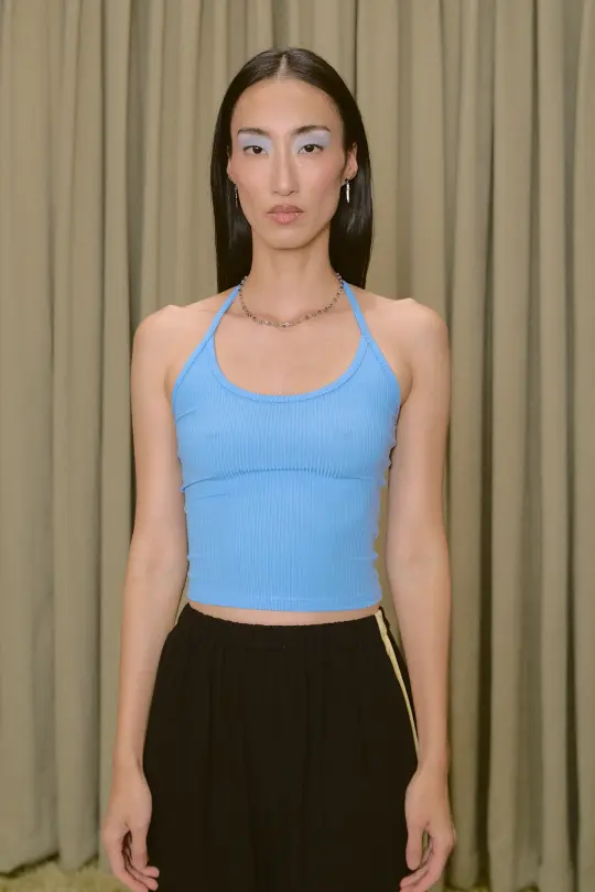 Tencel Rib Halter Top Baby Blue