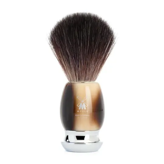 MÜHLE VIVO Shaving Brush, Black Fibre, Horn Brown