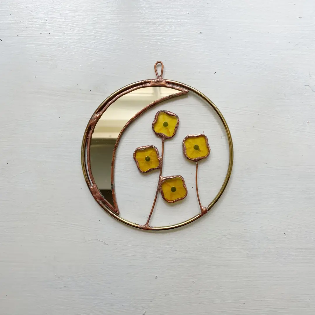 Moon with Yellow Flowers Wreath