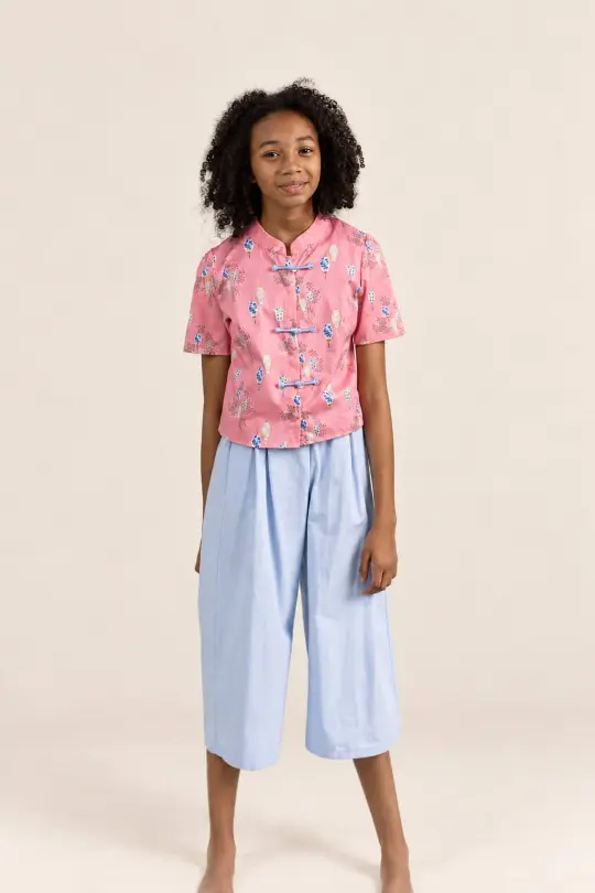 Ashley Top - Pink Floral Lanterns