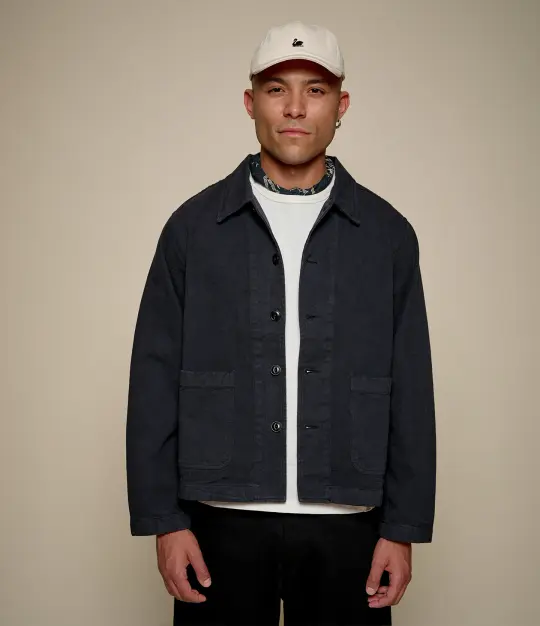 Cropped Worker's Cotton Twill Jacket