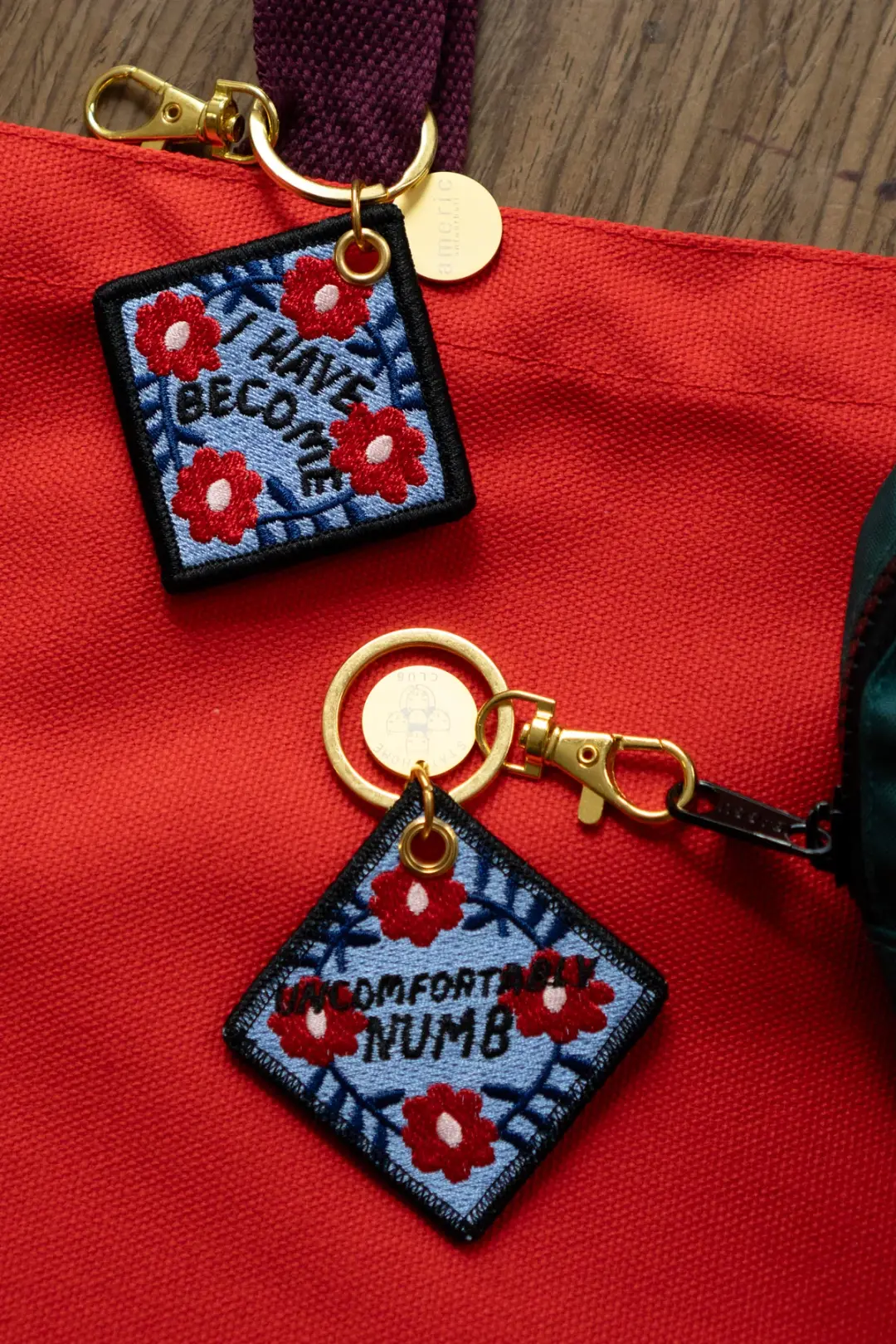 Uncomfortably Numb - Embroidered Keychain