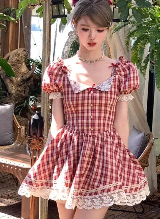 French Bow Lace Beach Resort Dress R4986