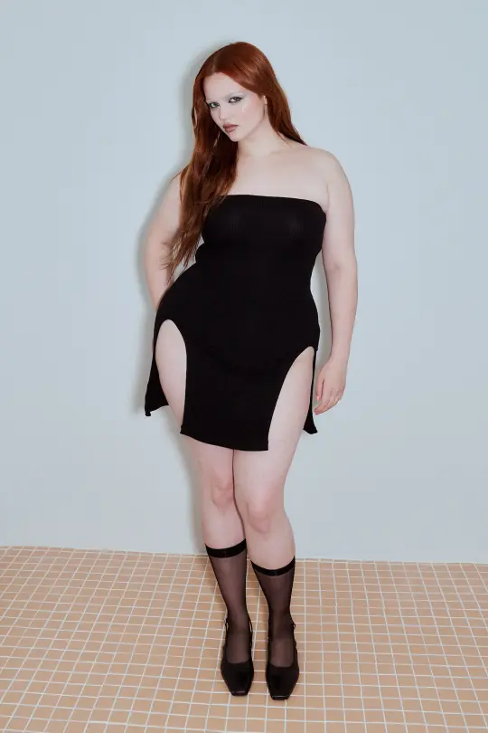 Sexy Cartoon Tencel Rib Mini Dress Black