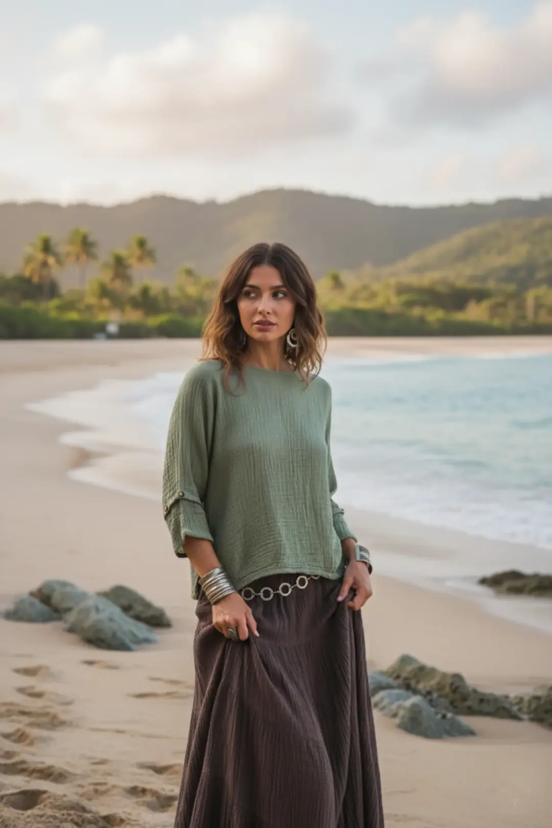 Alisa Boho Top Sage Grey