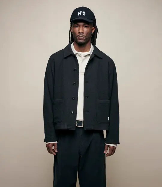 Traditionally Woven Burel Wool Cropped Worker's Jacket