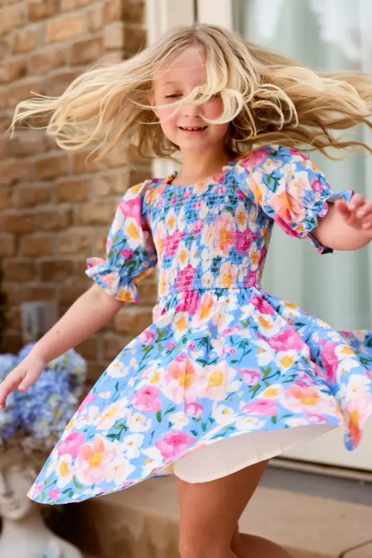 Mini Teagan Dress in Delia Blue