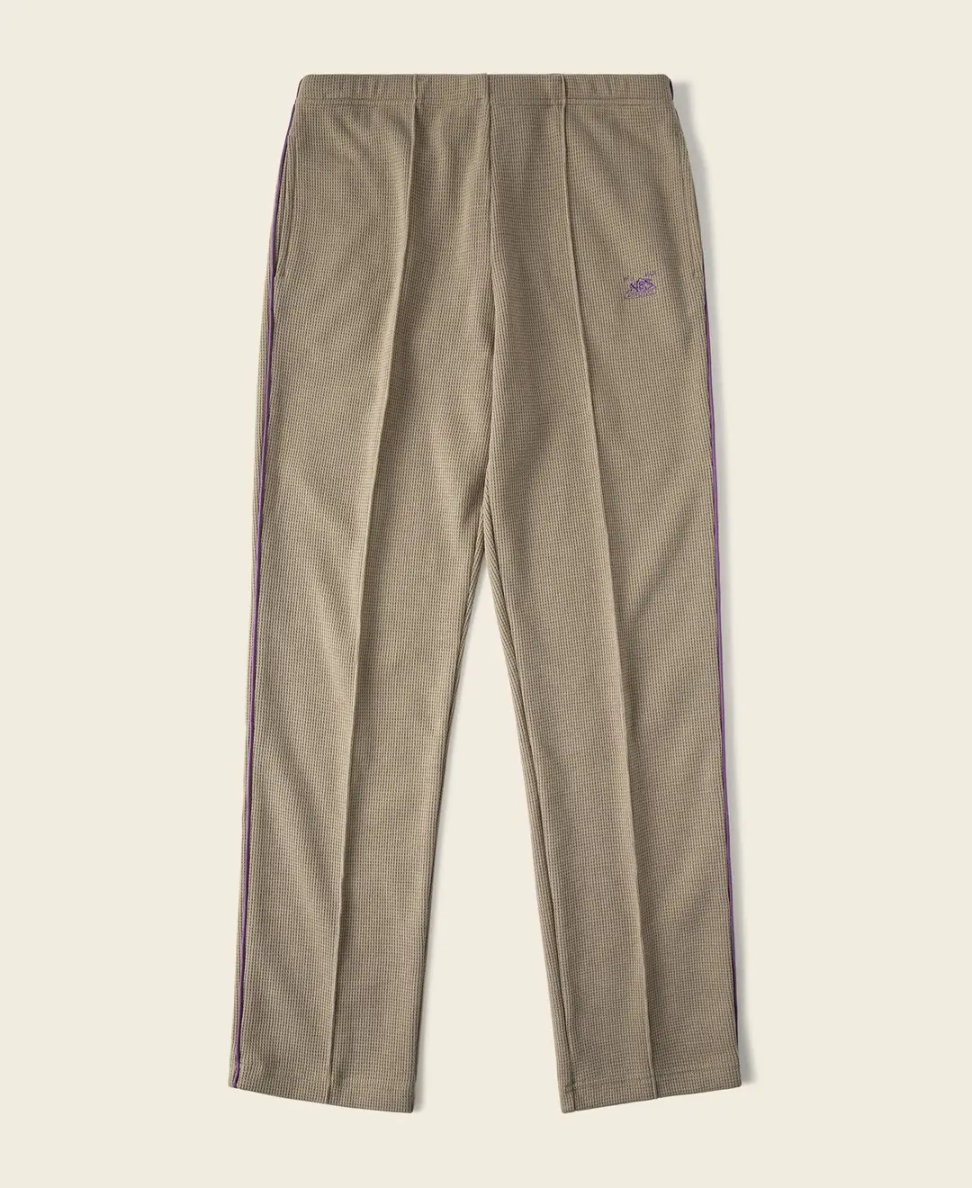 1970s Heavyweight Waffle Knit Jogger Pants - Khaki