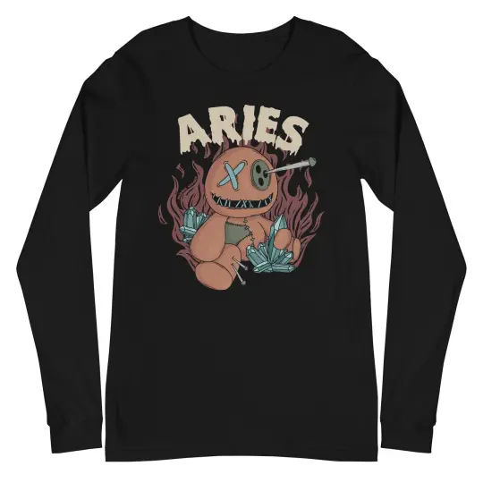 Aries Voodoo Doll Long Sleeve Shirt - Gothic Zodiac Long Sleeve