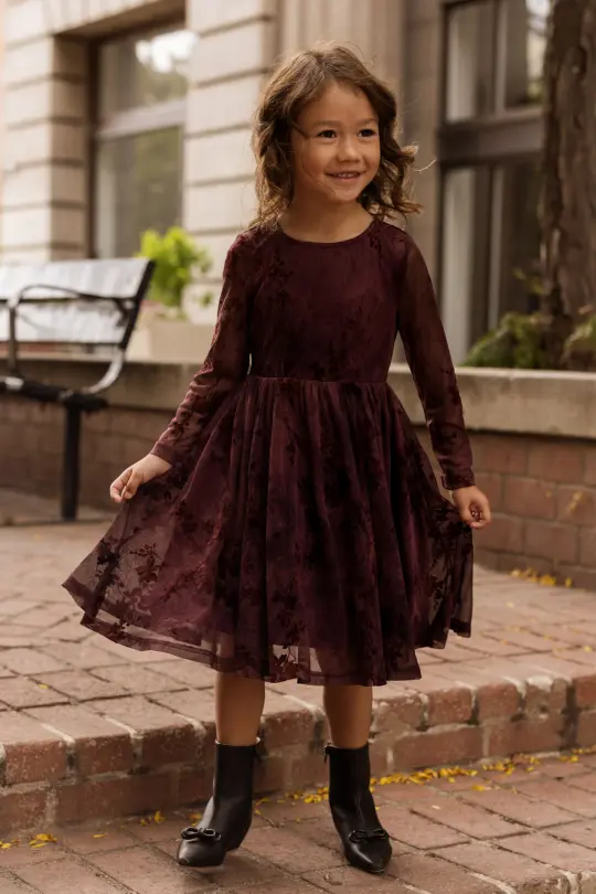 Mini Blair Dress in Maroon Burnout Floral