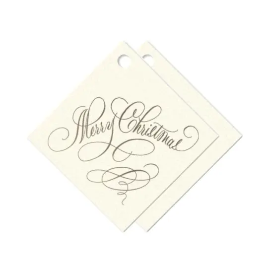 "Merry Christmas" Champagne on Cream Holiday Gift Tags, Set of 15