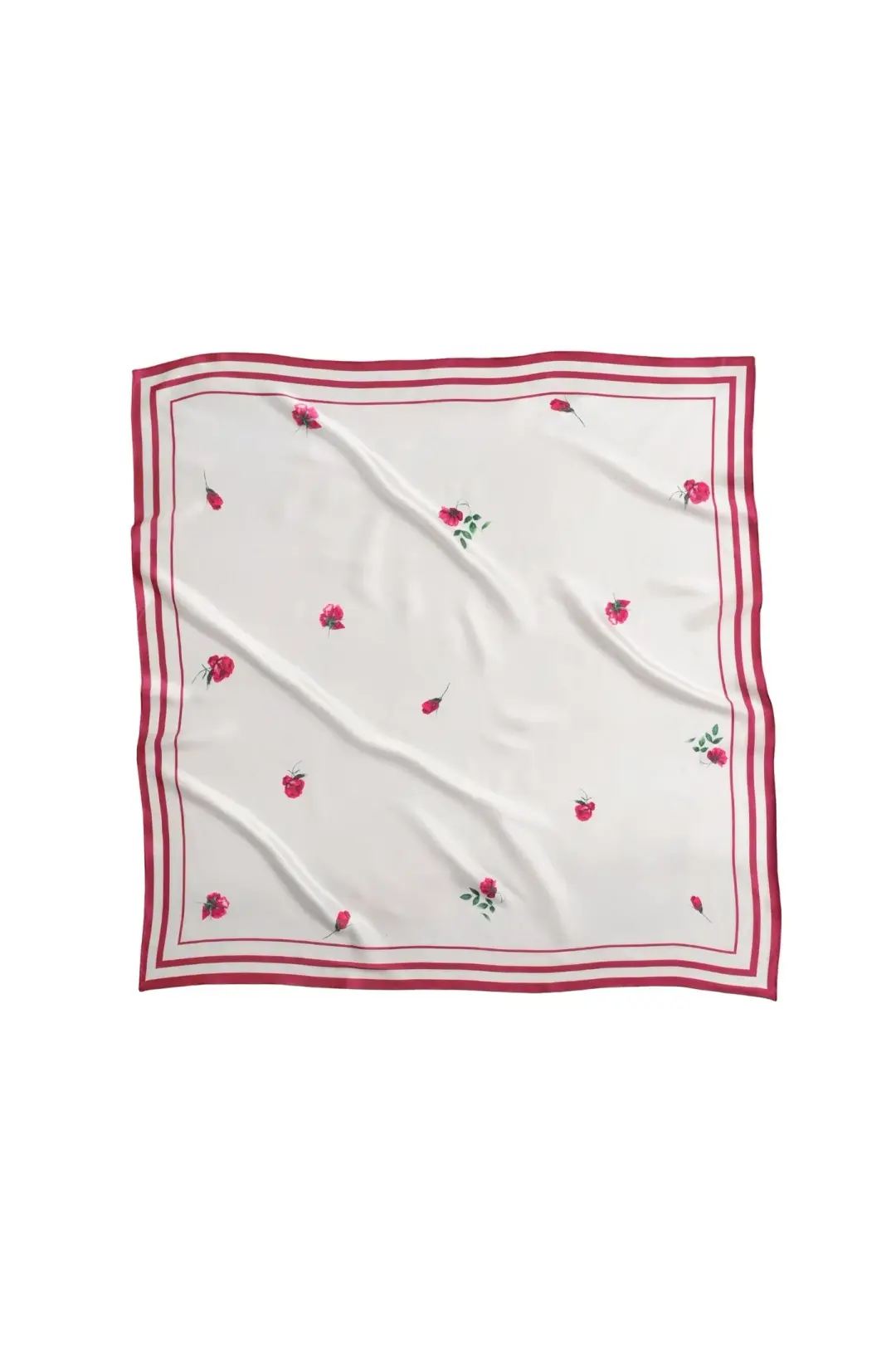 Large Floral Natural Silk Scarf | Red Collection