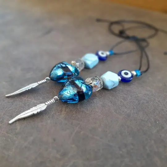 OOAK Upcycled Turquoise Charm | Car Mirror or Bag Decor