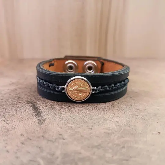 Archangel Michael Guardian Leather Bracelet – Protection & Faith