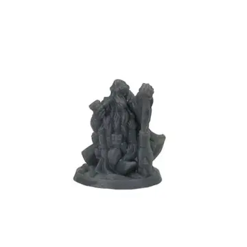 Unpainted 32mm 3D-printed seated dwarf fighter with a heavy mace resting across one knee — tabletop RPG miniature for D&D, Pathfinder & wargaming