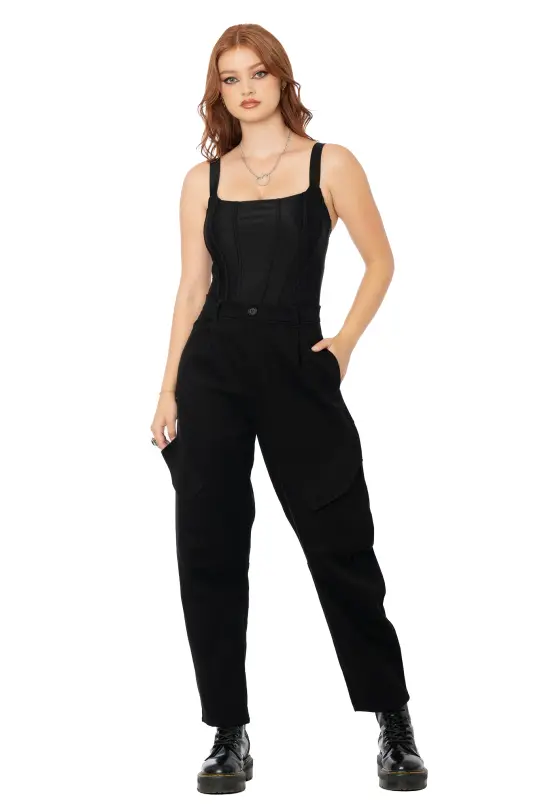 Black Barrel Leg Pants