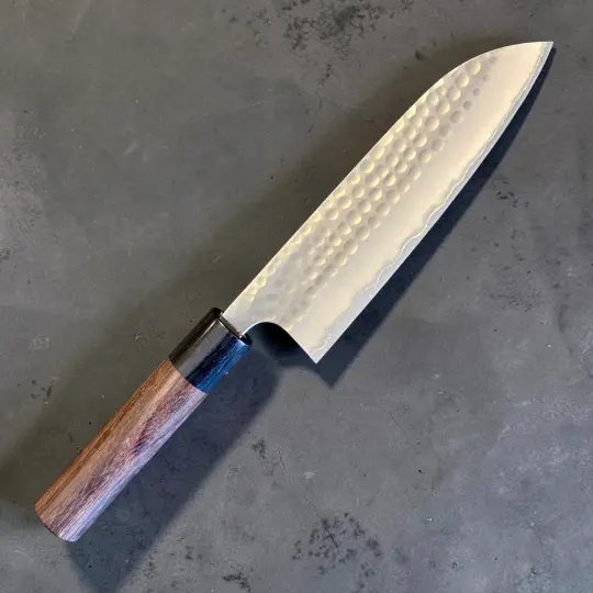 Anryu Aogami #2 Tsuchime Migaki Santoku 165mm – Rosewood Handle