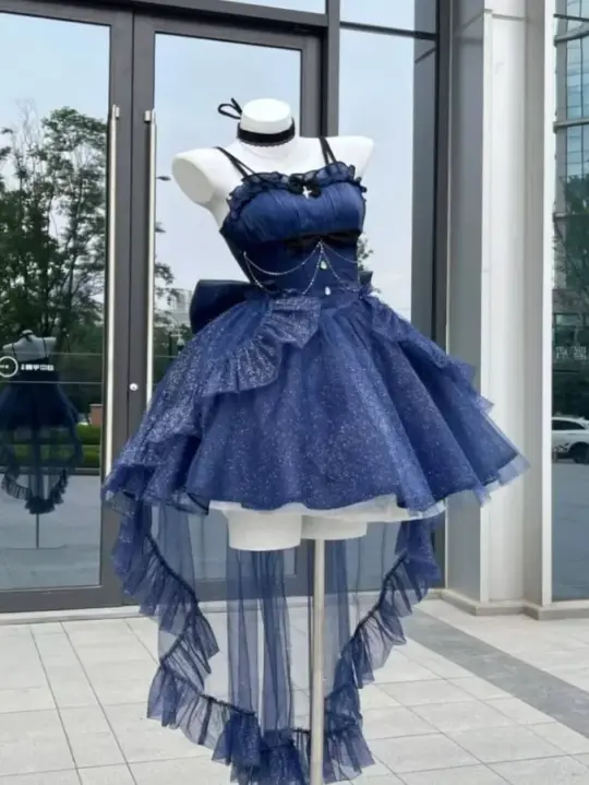 Tulle Puffy Pleated Women's Homecoming Dress Navy Corset Short Prom Dress Birthday Dress RS2344