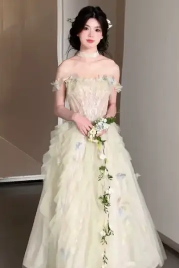 Elegant Ivory Prom Gown , 3D Floral Flowy Corset Maxi Evening Dress Quinceanera Dress RS1494