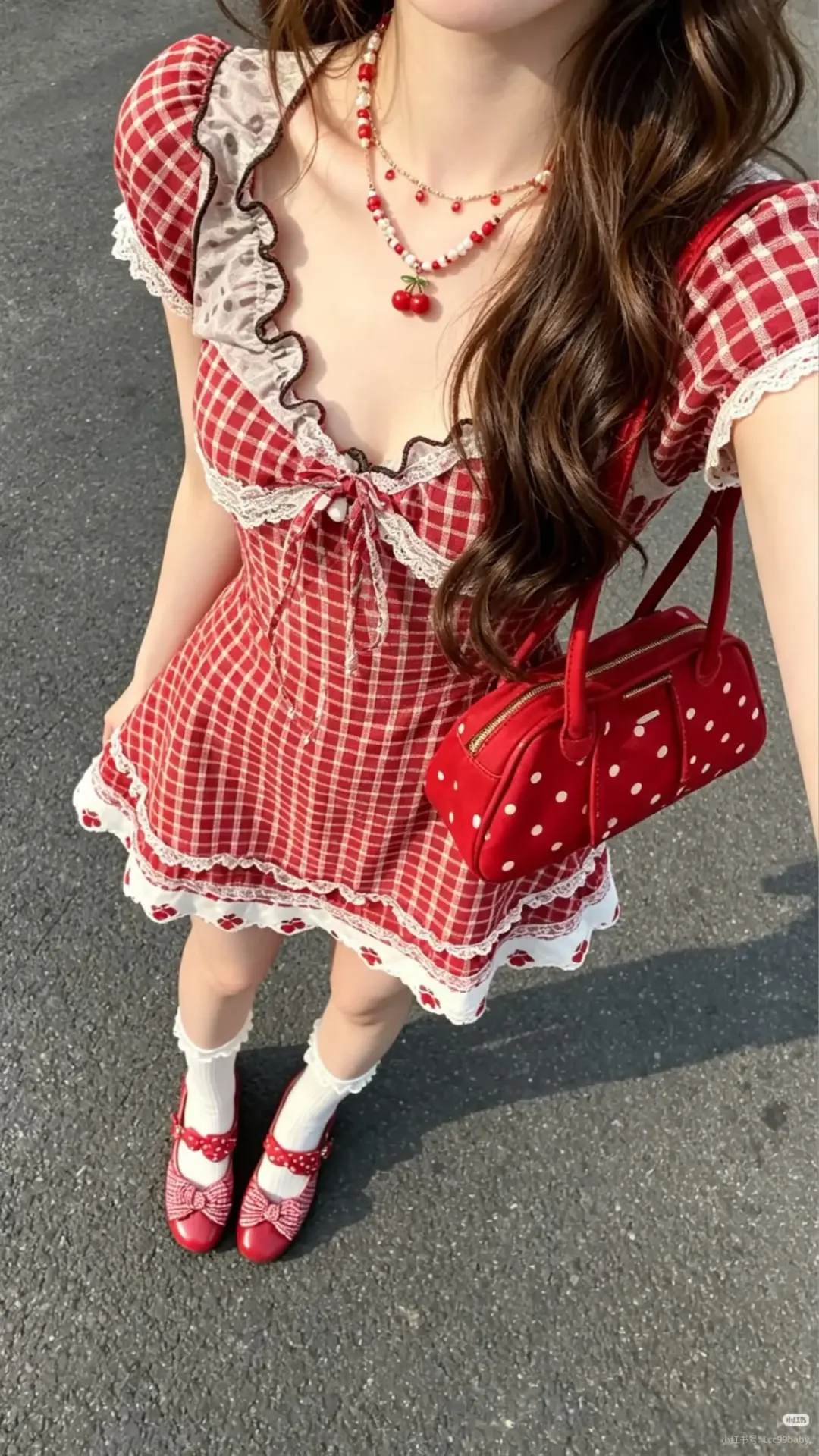Vibrant Plaid Women's Homecoming Dress Red Waist Fitted Short Prom Gown Birthday Dress RS3362