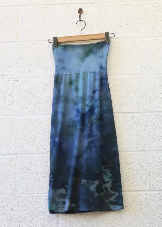 OOAK - Pencil Below Knee Skirt  / 2XS / Med Hemp/Organic Cotton / Ice Dye (164)