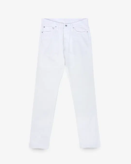 13.5oz Denim Relaxed Tapered Cut Jeans - White