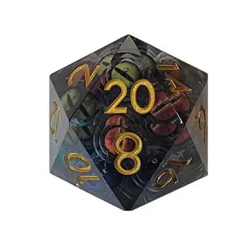 33mm oversized D20 dice filled with eyeballs that move