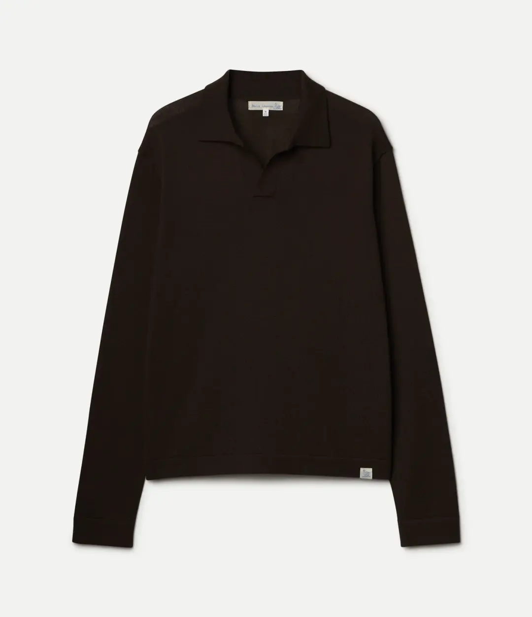 Refined Knitted Merino Wool Long Sleeve Polo Shirt