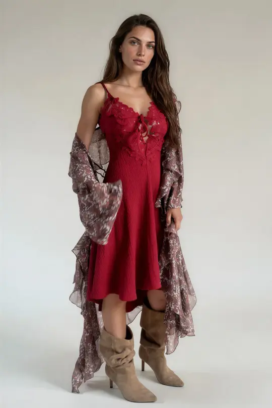 Solene Dress in Crimson
