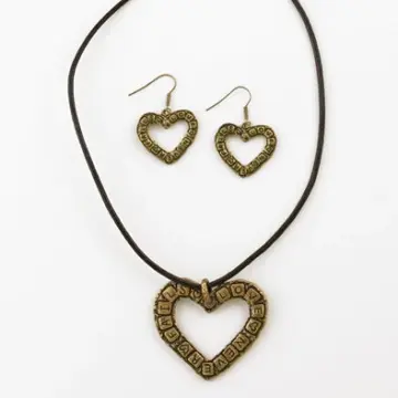 Love Never Fails Bronze Necklace and Earrings Set