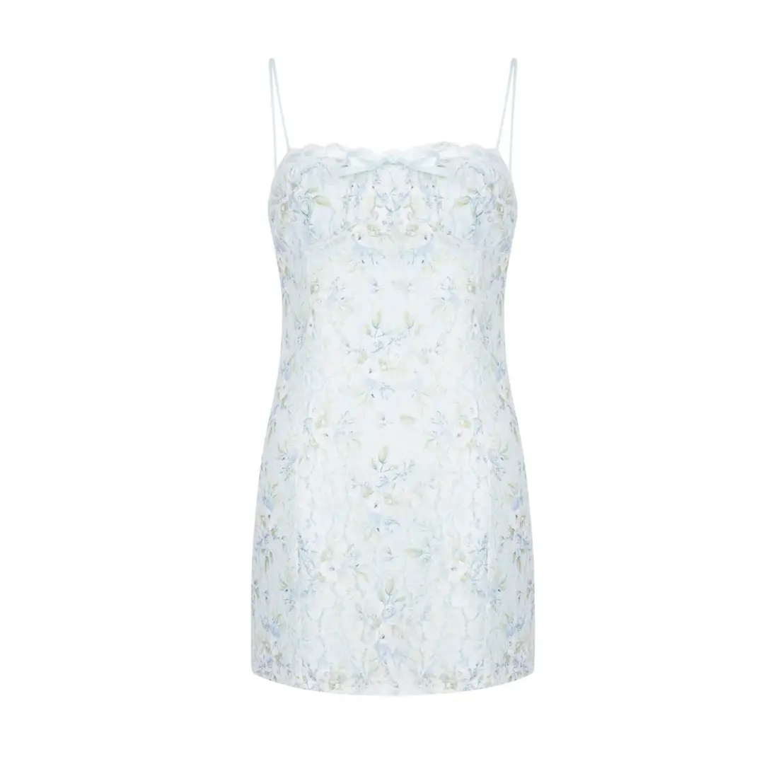 French style fresh straps slim printed lace tube top dress sweet hot girl showing figure short hip skirt R3097