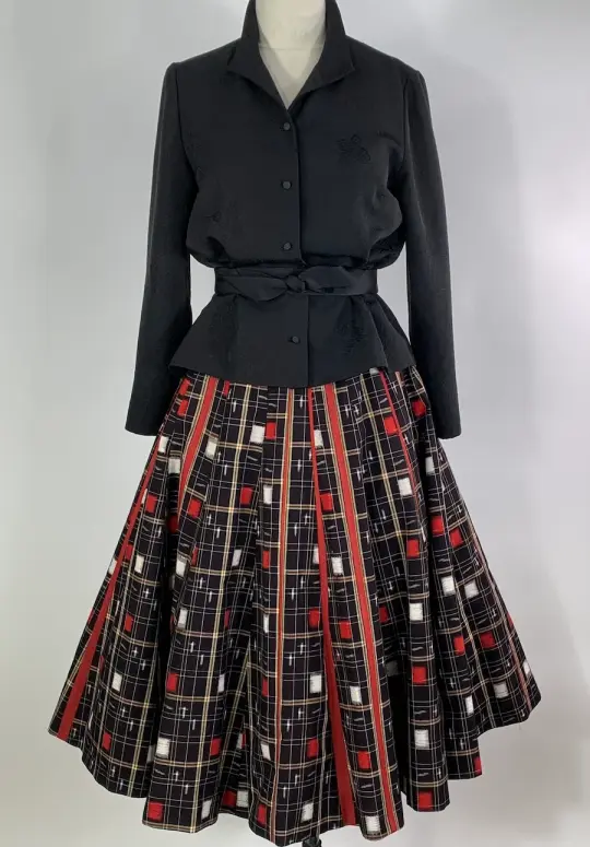 Red and White Squares Full Skirt