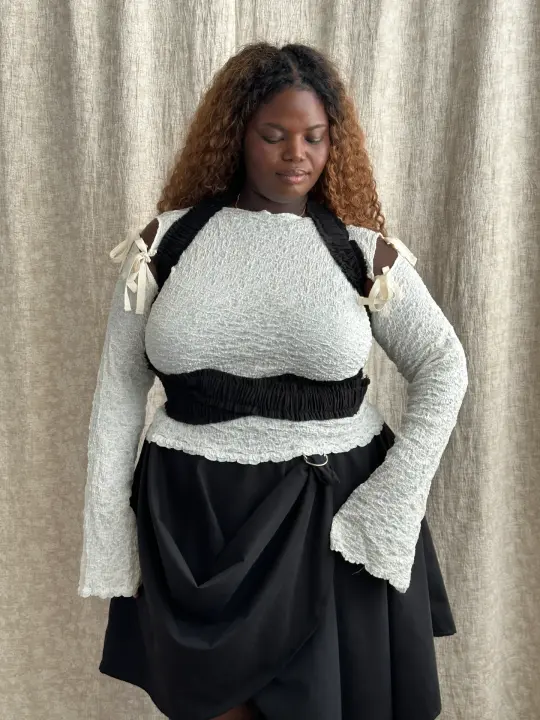 FW '26: Ruched Crossover Harness in Black Cotton (Pre-Order)