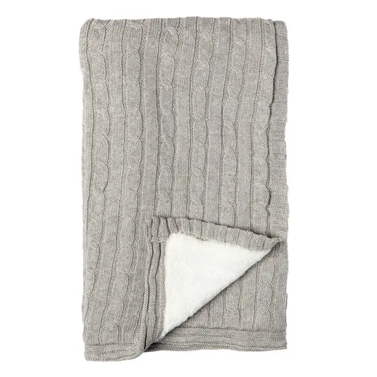 Baby Mode Signature Baby Boys and Baby Girls Cotton Cable Knit Sherpa Baby Blanket, Gray