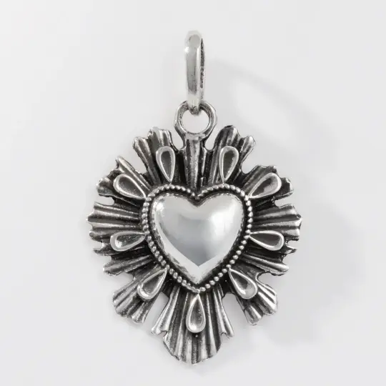 Sterling Silver Full Ray Heart Pendant