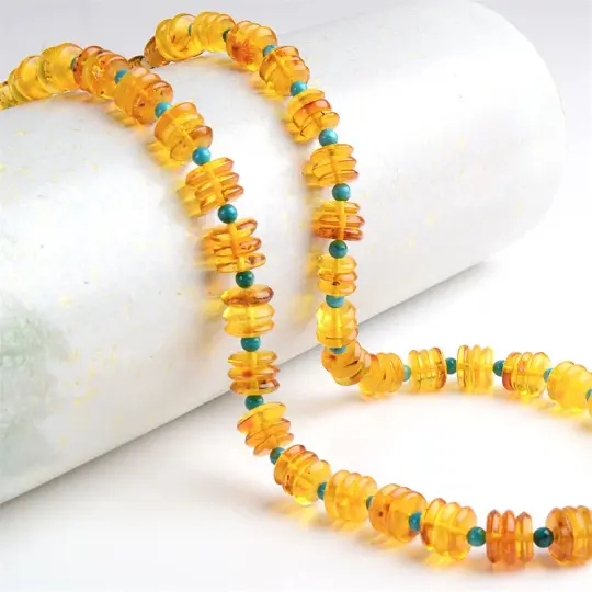 Amber & Turquoise Beaded Necklace