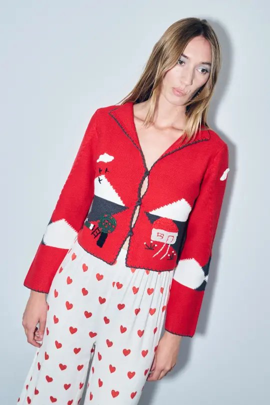 "THE ACCIDENT" Red Cardigan