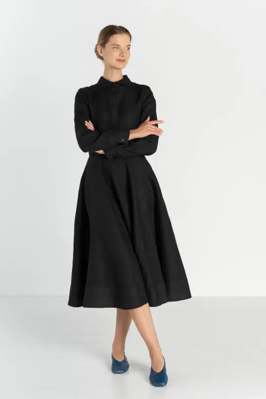 Frida – Linen Dress with Shirt Collar