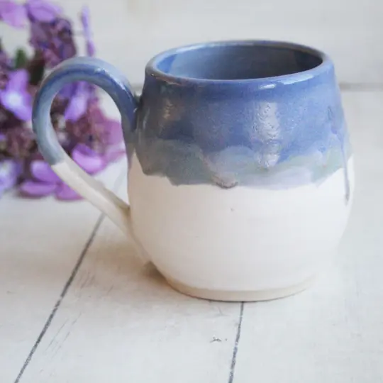 Blue and White Mug, Handcrafted Pottery Mug Made in USA