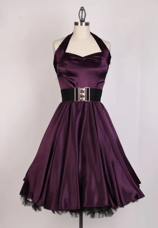 Silky Halter Corset Homecoming Dress , Stunning Purple Short Prom Dress Party Dress RS2113