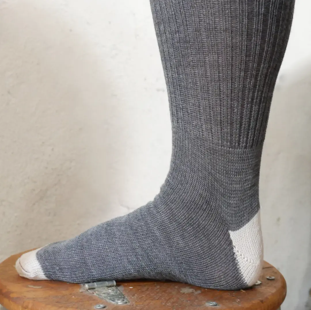 Gray Wool Stockings - White Heel and Toe - Special Deal