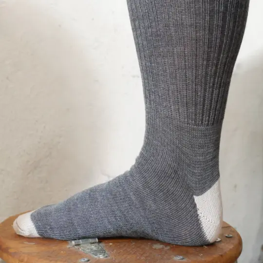 Gray Wool Stockings - White Heel and Toe - Special Deal