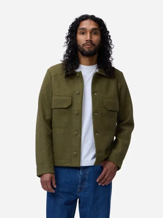 Officer Shirt ~ Olive Felted Wool