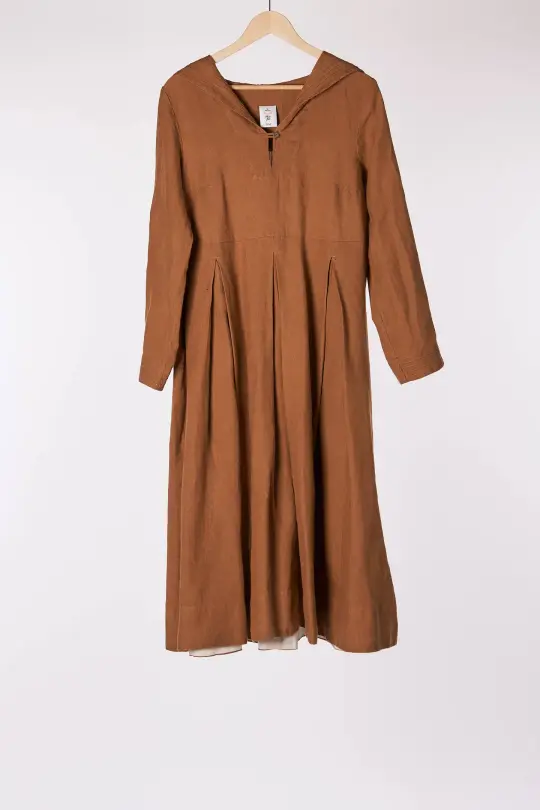 Sailor Dress, Hemp, Long Sleeve, Camel Brown