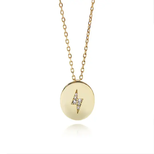 Oval Lightning Bolt Pendant and Chain (925 Silver)