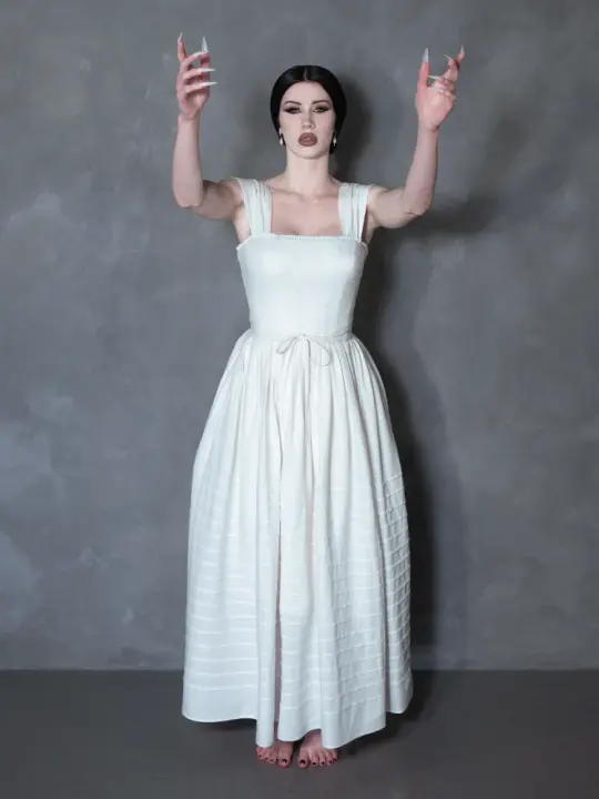 PRE-ORDER - NOSFERATU Bodiced Petticoat Dress in Bone White