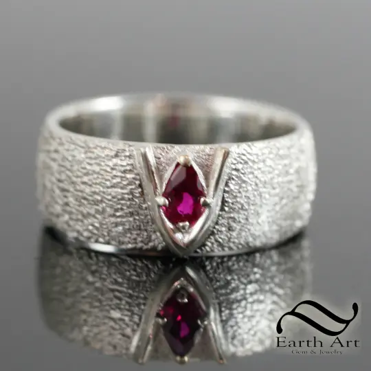 Rugged Mens Goron Ruby Ring - Sterling Silver or 14k